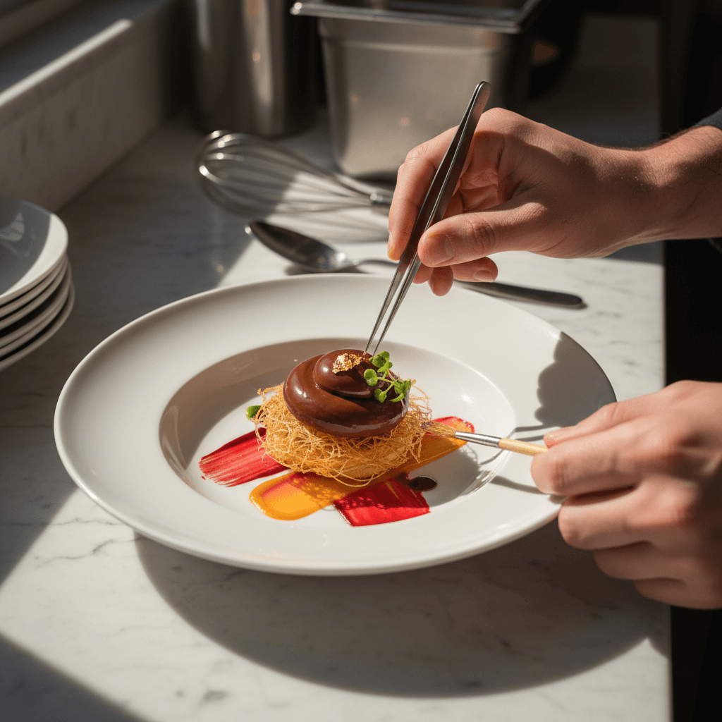 Mini flan with sophisticated plating and elegant presentation